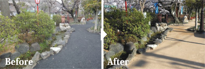 エコ舗装 昭和の路　before after