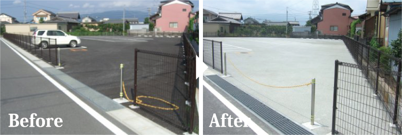 エコ舗装 2色カラー舗装　ビフォーアフター